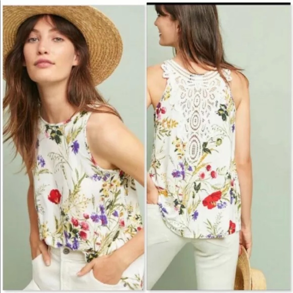 Akemi + Kin Epoca Floral Crocheted back top